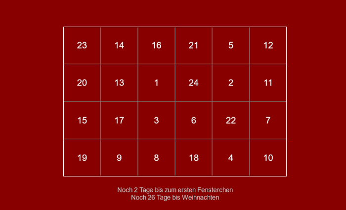 Online-Adventskalender Vorlage
